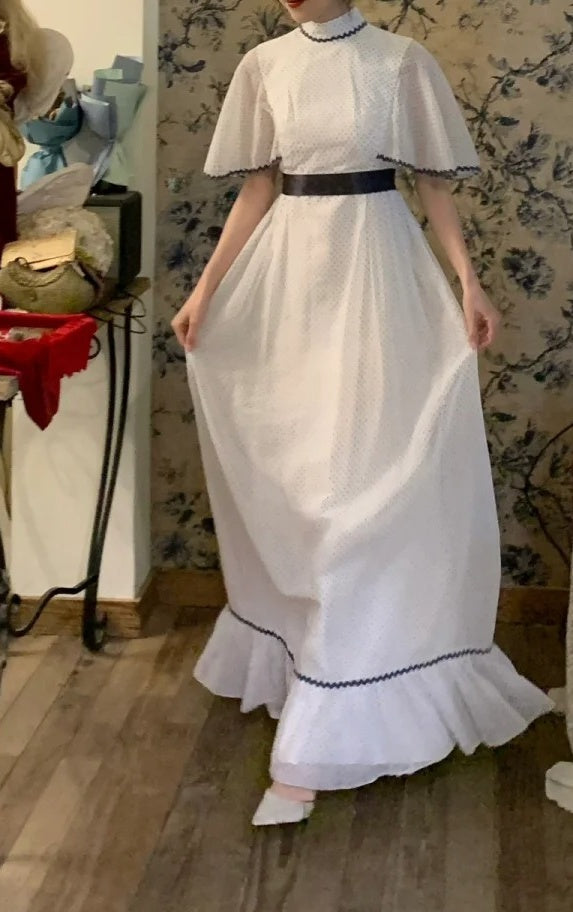 Elegant Prom Dress White Crew Neck Gala Dress Formal Dress Evening Dress D4576