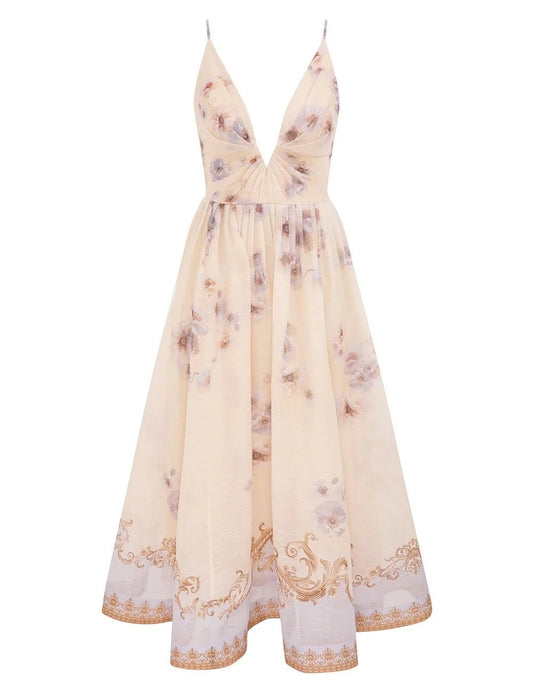 HERMES 25S V-NECK MIDI DRESS 110735
