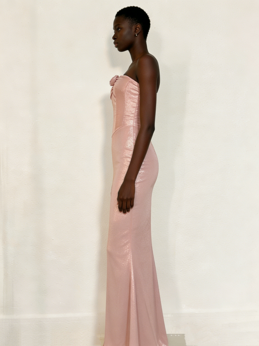 Minimalist Prom Dress Light Pink Strapless Gala Dress Birthday Party Dress Evening Dress D4637