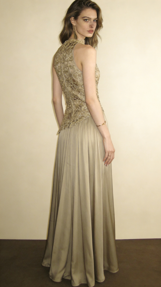 Charming Prom Dress A Line High-collar Pleated Cocktail Dress Evening Dress Wedding Guest Dress D4645