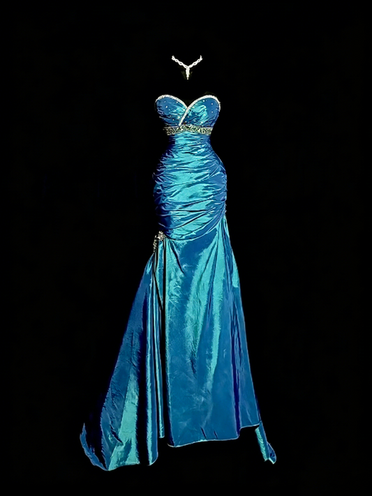 Elegant Prom Dress Blue Sweetheart Pleated Mermaid Gala Dress Evening Dresses Birthday Party Dress D4662