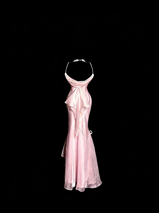 Sweet Prom Dress Light Pink Spaghetti Straps Mermaid Formal Dress Evening Dresses Birthday Party Dress D4671