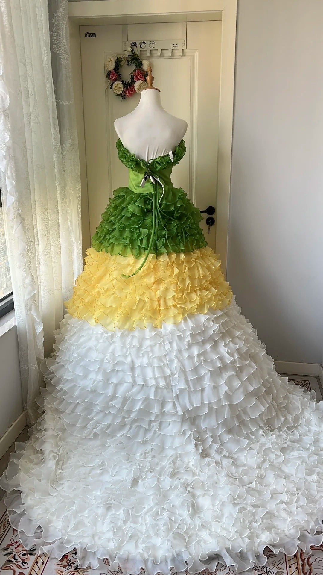 Fashion Prom Dress Strapless Ruffle Tiered Evening Dress Quinceanera Dress Ball Gown D4674