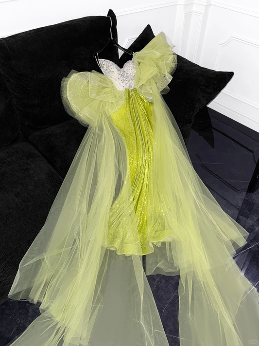 Sparkling Green Sequined Design Elegant Mermaid Prom Dress Evening Dress D1693