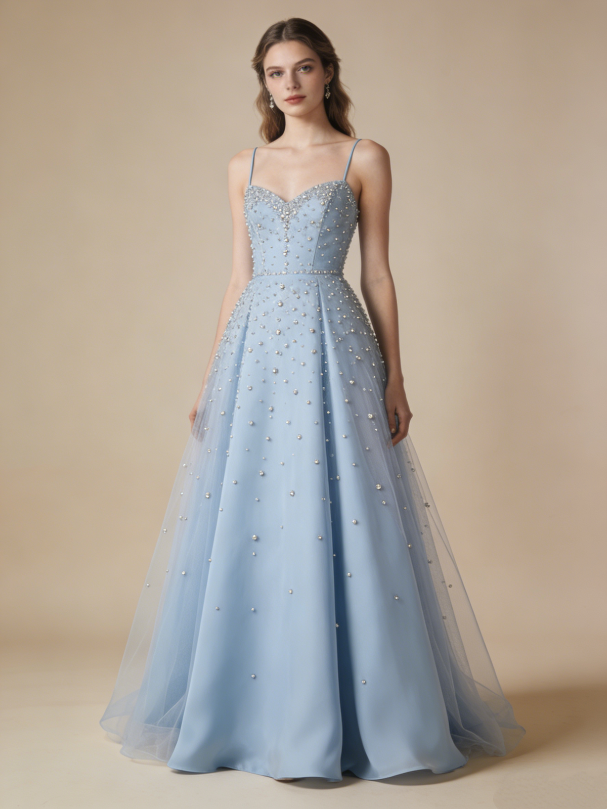Light Blue Prom Dress Sweetheart Beading Gala Gown Birthday Party Outfits Evening Dress D4806