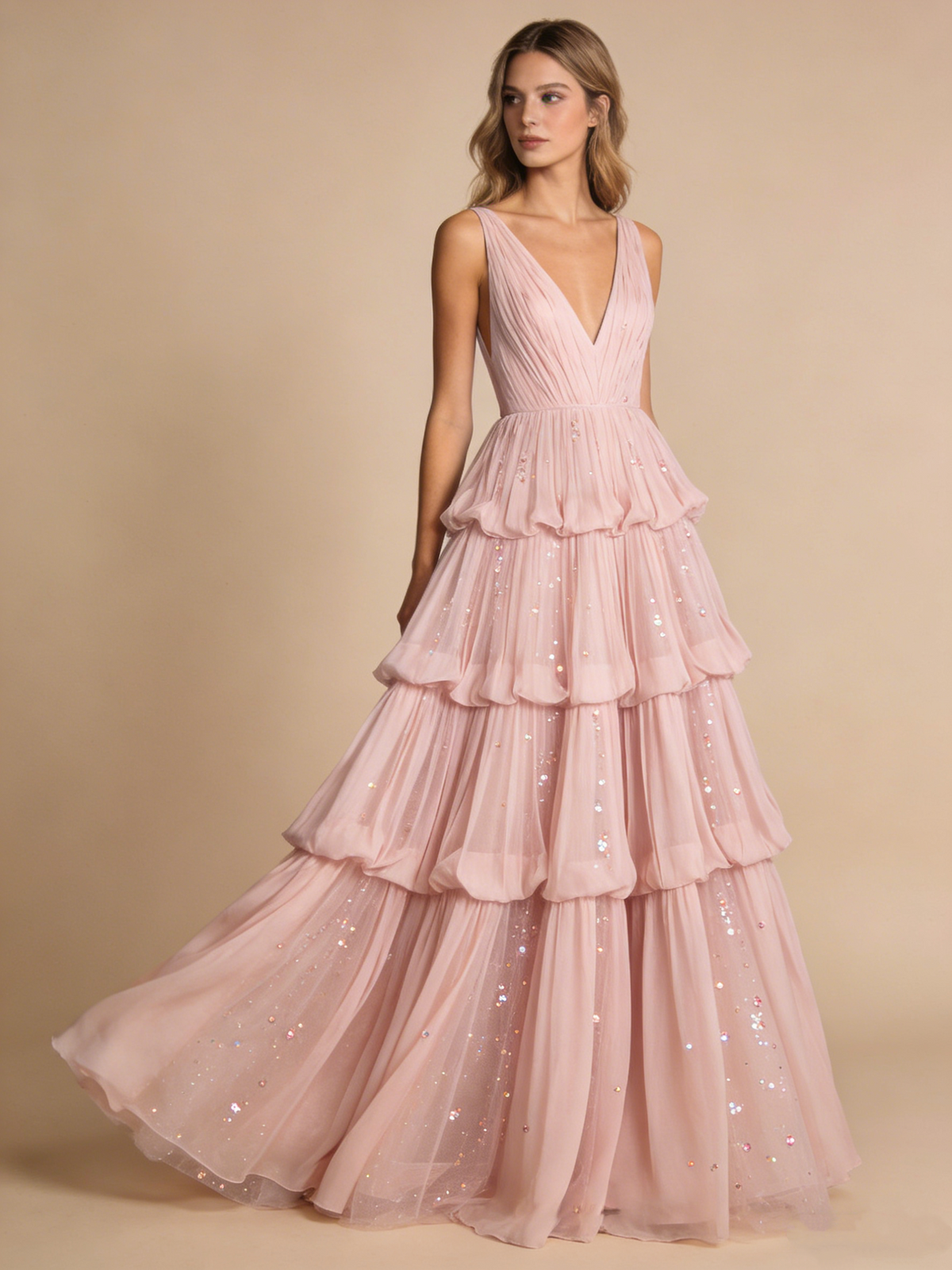 Fashion Prom Dress V-neck Tulle Pleated Cocktail Outfits Gala Dress Evening Gown D4818