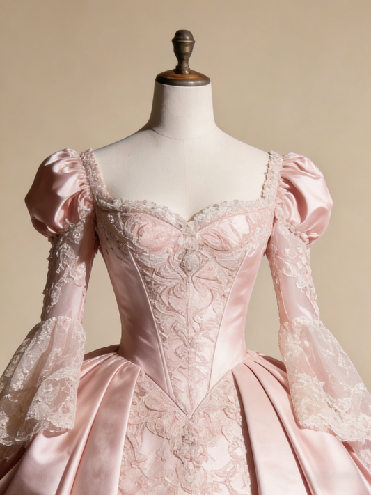 Elegant Ball Gown Light Pink Sweetheart Lace Prom Dresses Quinceanera Dress Evening Gala Gown D4857