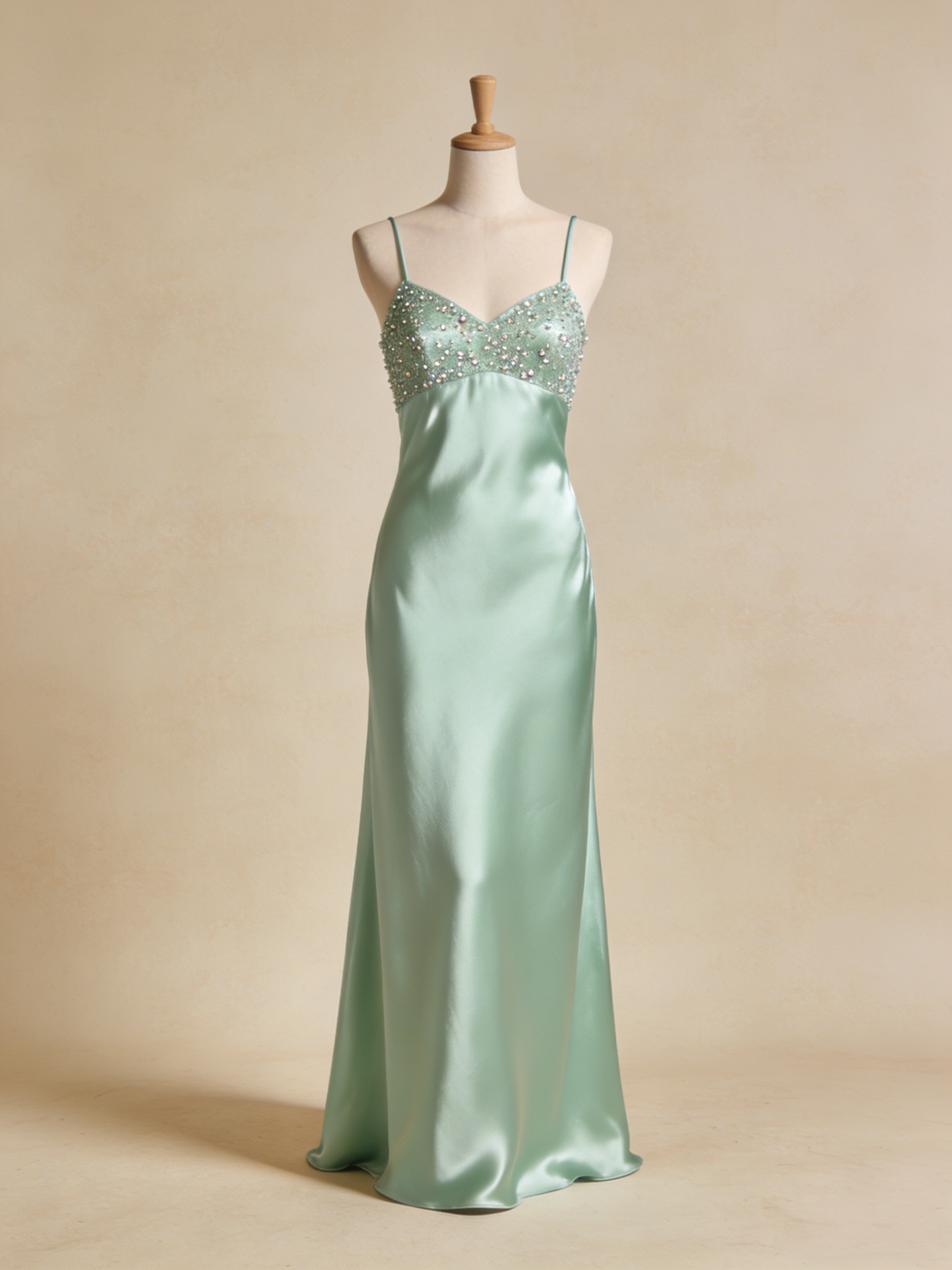 Sparkling Prom Dress Satin Spaghetti Straps Beading Gala Evening Gown Dress Cocktail Outfits D4872