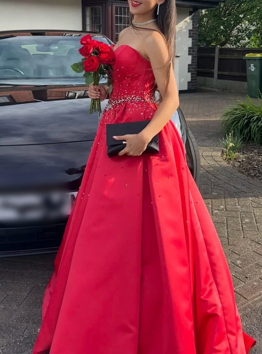 Stunning Prom Dress Sweetheart Formal Outfits Beading Red Evening Gown Gala Dress D4902