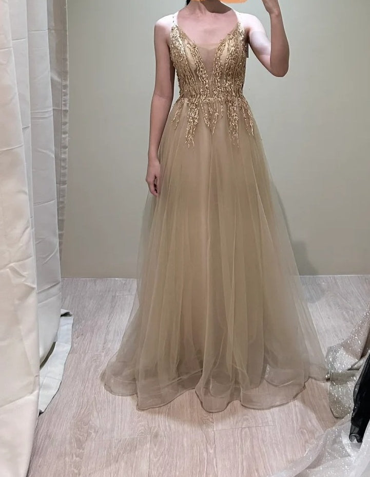 Stunning Prom Dress Crew Neck Pleated Tulle Birthday Party Outfits A Line Evening Gown Gala Dress D4909