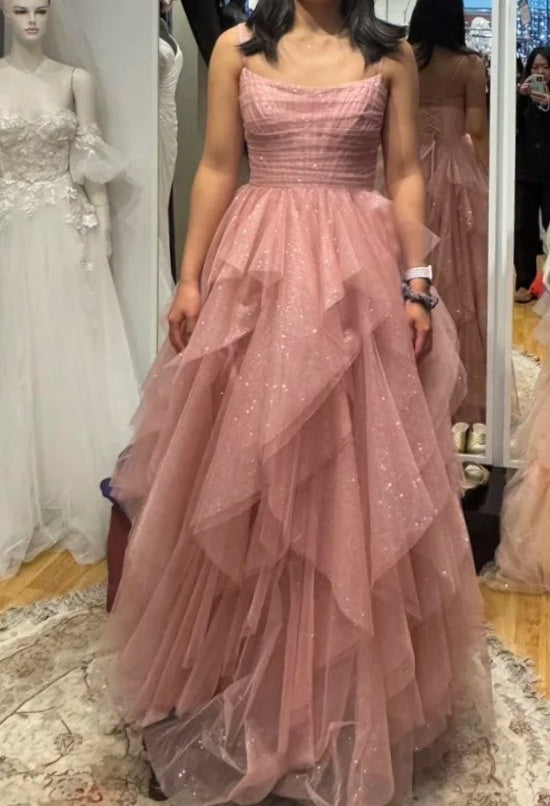 Chic Prom Dress Strapless Tulle Pleated Evening Dresses Birthday Party Outfits Gala Gown D4949