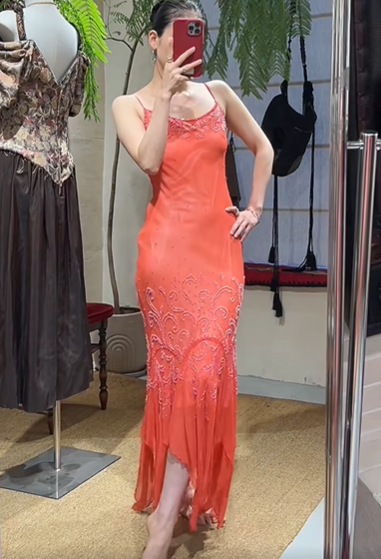 Pretty Prom Dress Chiffon Spaghetti Straps Beading Evening Dresses Gala Gown Cocktail Outfits D4965