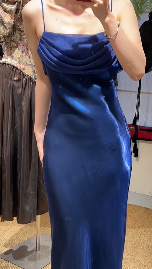 Elegant Prom Dress Satin Spaghetti Straps Pleated Evening Dresses Gala Gown Cocktail Outfits D4967