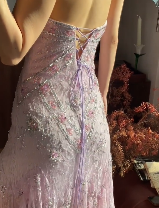 Chic Prom Dress Strapless Beading Evening Dresses Gala Gown Cocktail Outfits D4969
