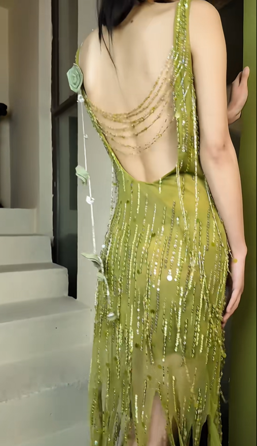 New Arrival Prom Dress Crew Neck Beading Evening Dresses Backless Gala Gown Cocktail Outfits D4970