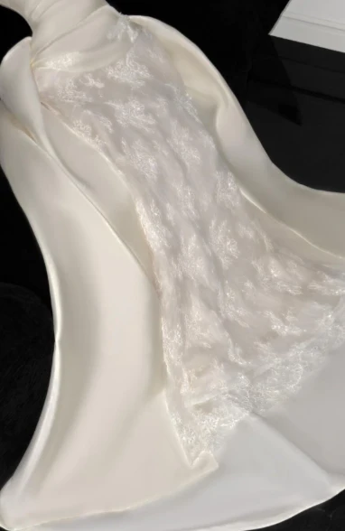 Mermaid Off The Shoulder Satin Lace wedding Dress,Formal Evening Dress fg8495