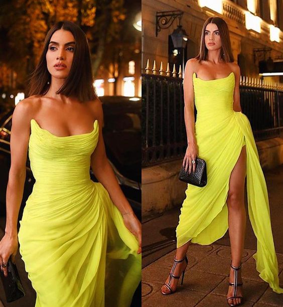 Charming Prom Dress Yellow Evening Dress fg2756