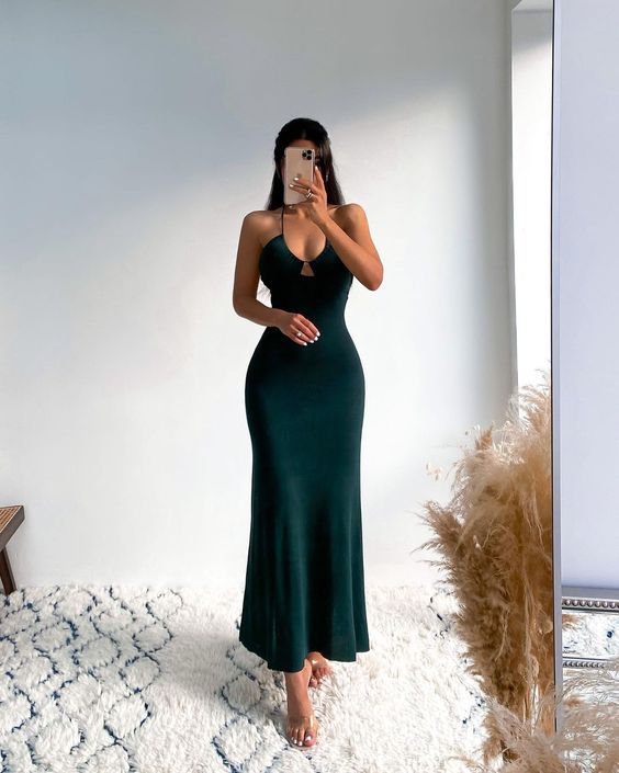Dark Green Long Prom Dresses Evening Gown S2392
