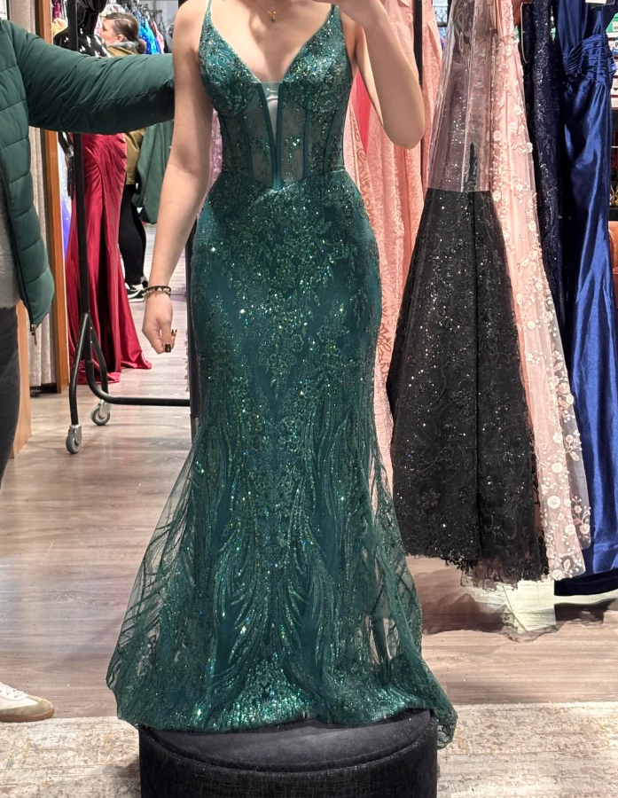Charming Prom Dress Dark Green Spaghetti Straps Evening Dress Long Cocktail Outfits Gala Gown D5004