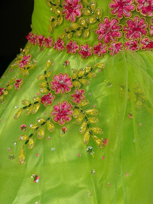 Stunning Ball Gown Green Strapless Pleated Tulle Quinceanera Dress Evening Dress 18th Prom Gown D5063
