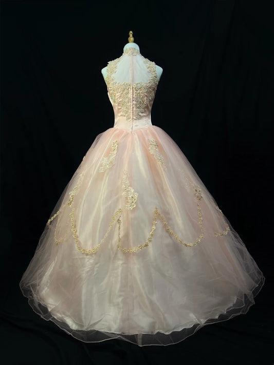 Elegant Ball Gown Crew Neck Tulle Applique Quinceanera Dress Evening Dress 18th Birthday Prom Gown D5067