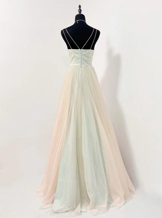 Stunning Prom Dress Spaghetti Straps Pleated Tulle Formal Gown Evening Dress Gala Dress D5068