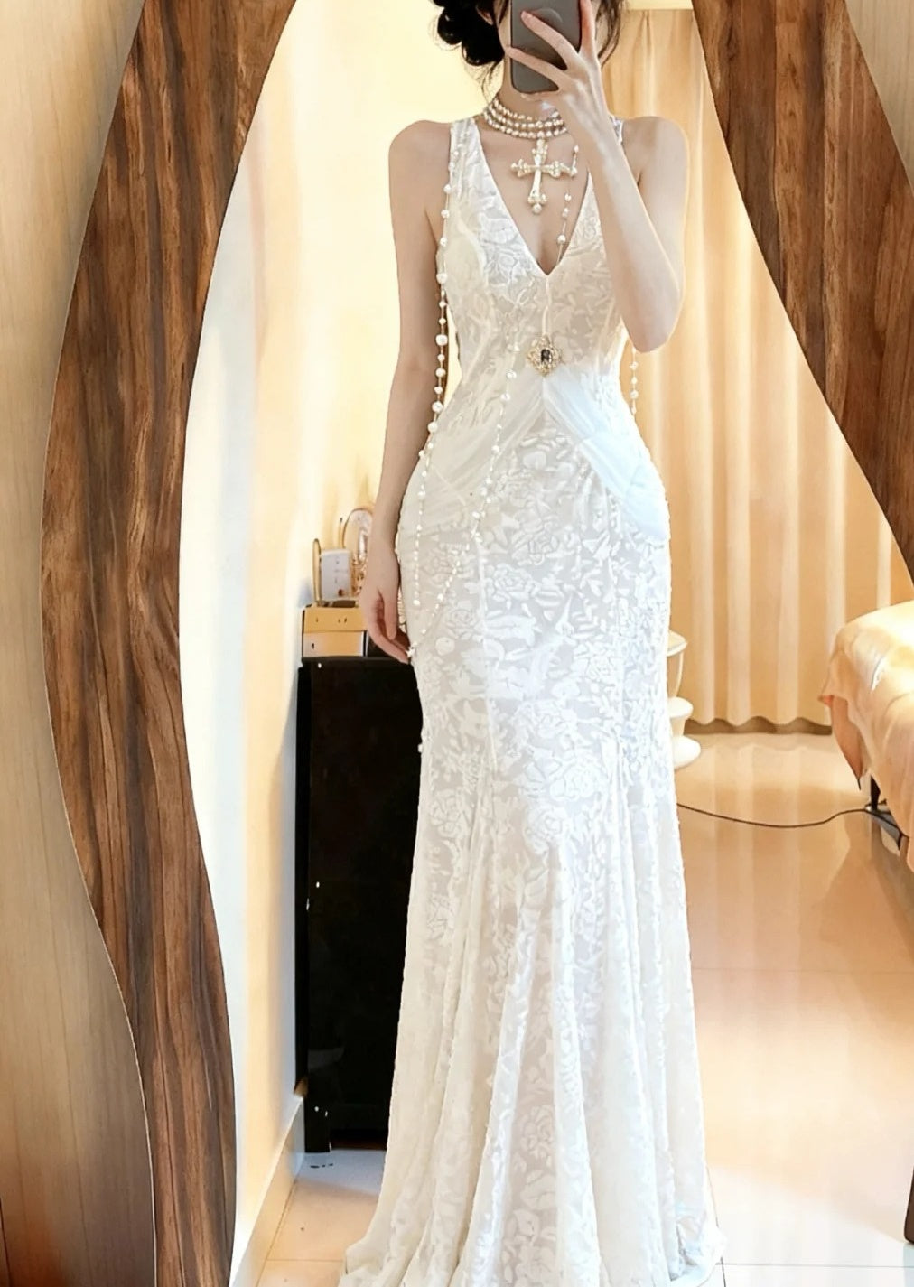 90s Elegant Prom Dress V-neck Pleated Mermaid Formal Gala Gown Evening Dress Birthday Party Dress D5079