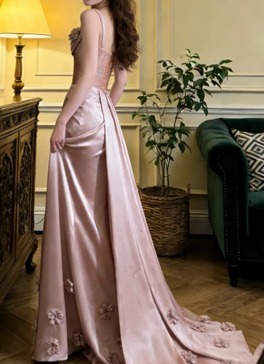 Stunning Prom Dress Spaghetti Straps Pleated Formal Gala Gown Evening Dress Party Outfits D5127