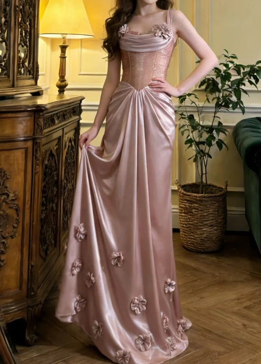 Stunning Prom Dress Spaghetti Straps Pleated Formal Gala Gown Evening Dress Party Outfits D5127