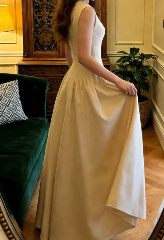 Chic Prom Dress A Line Crew Neck Pleated Gala Gown Formal Outfits Evening Dress Graduation Dress D5130