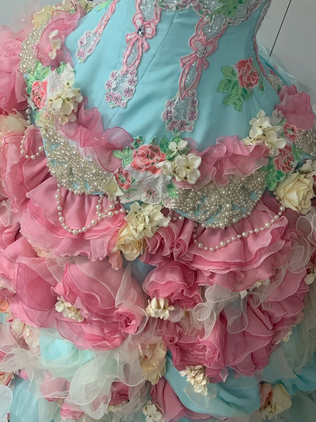 Colorful Ball Gown Strapless Floral Evening Dress Quinceanera Dress 18th Birthday Prom Gown D5162