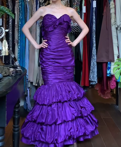 Stunning Prom Dress Purple Sweetheart Pleated Mermaid Gala Gown Fomal Evening Dress Graduation Dress D5190