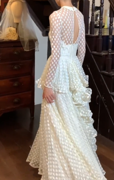 Pretty 90s Prom Dress A Line Crew Neck Ruffle Gala Gown Evening Dress D5304