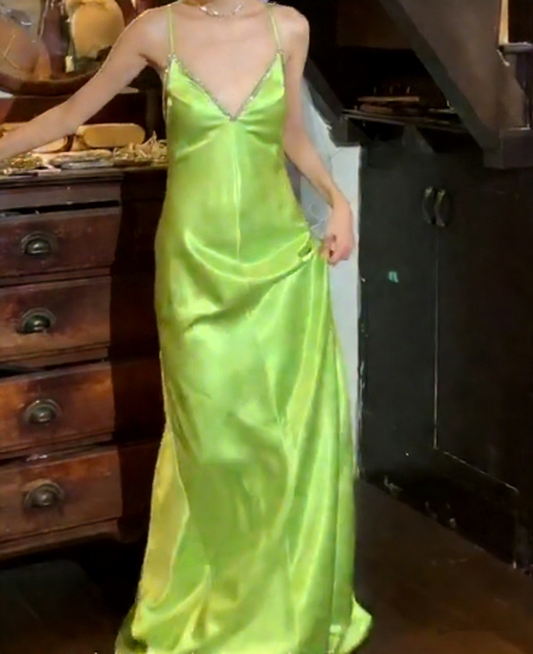 Beauty 90s Prom Dress V-neck Backless Gala Gown Evening Dress D5313