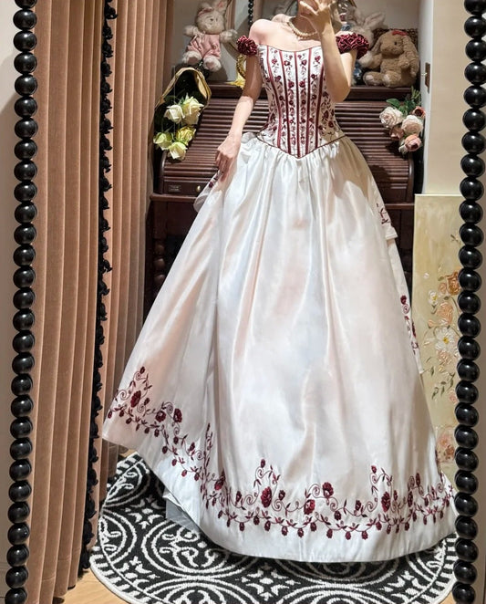 Charming Ball Gown Satin Off Shoulder Pleated Evening Dress Quinceanera Dress 18th Birthday Prom Gown D5345