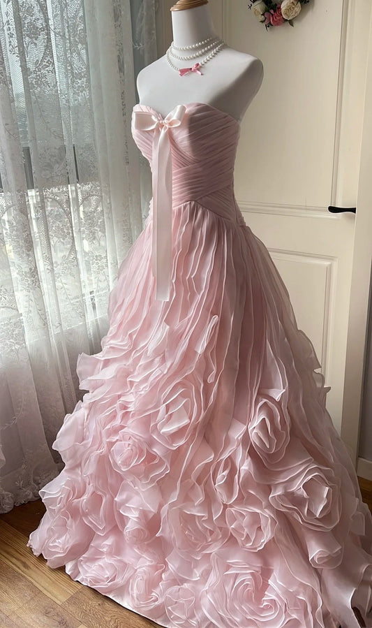 Beauty Prom Dress Light Pink Sweetheart Pleated Gala Dress Evening Dress 18th Birthday Gown D5350