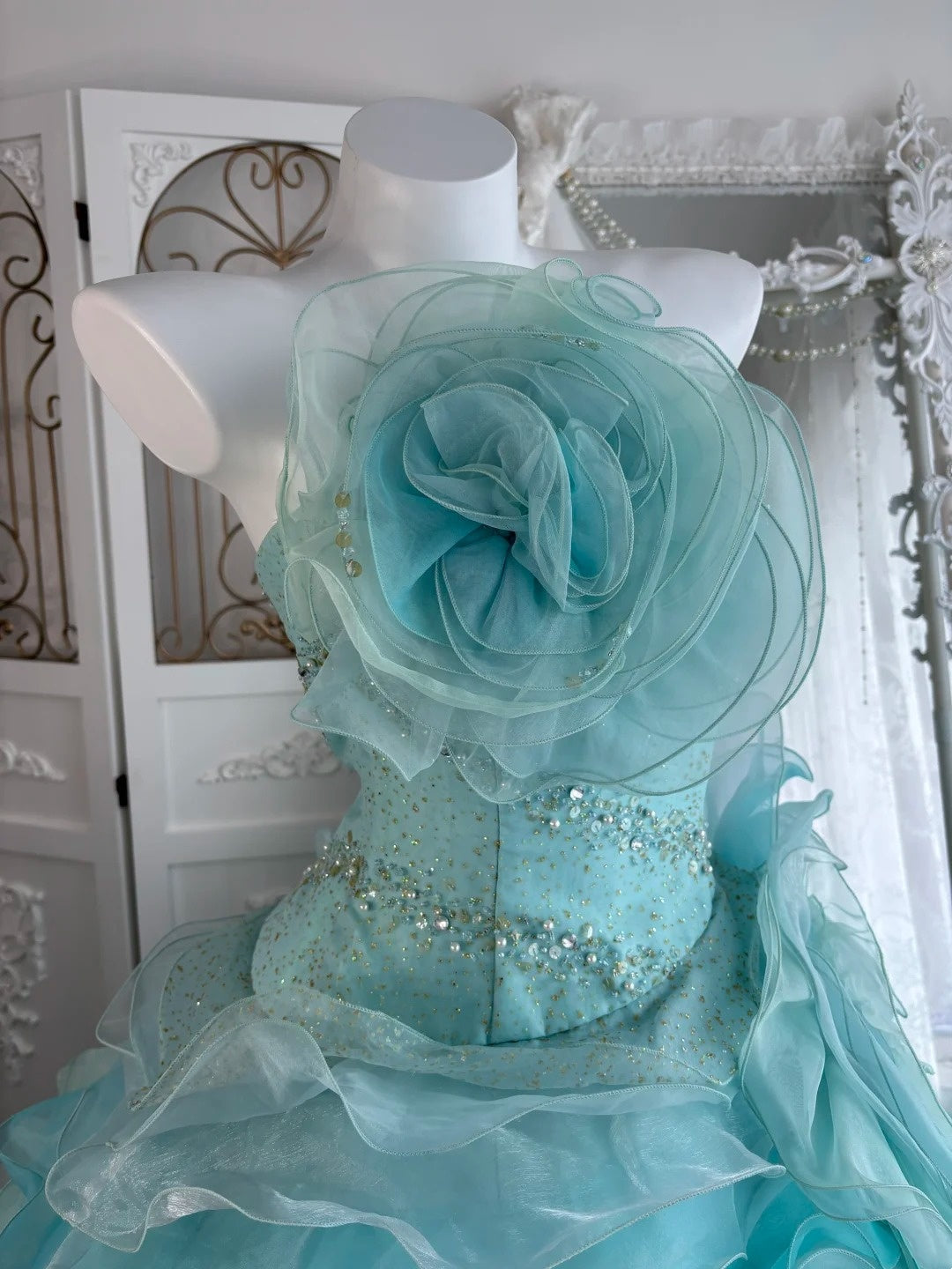Pretty Ball Gown Strapless Pleated Tiered Evening Dress Sweet 16th Dress Birthday Prom Gown D5375