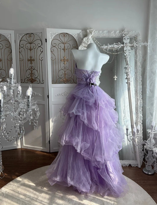Beauty Prom Dress Strapless Pleated Tulle Evening Dress Sweet 16th Dress Birthday Dress D5377