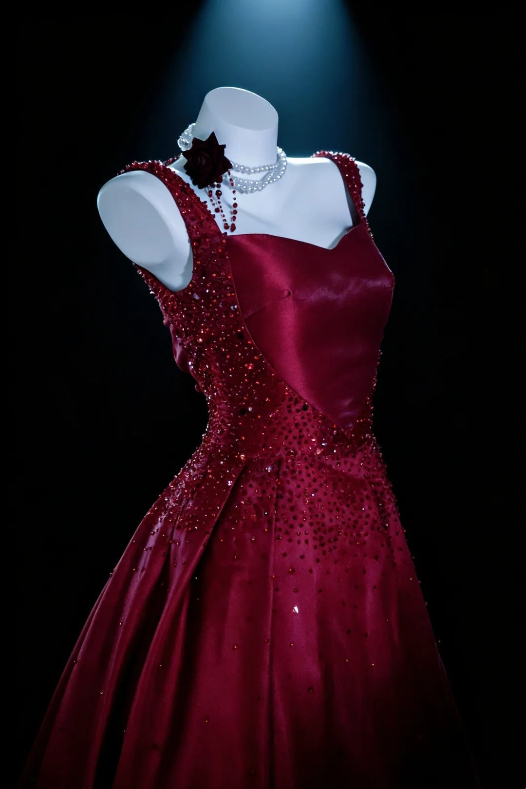 Stunning Ball Gown Wine Red Straps Pleated Evening Dress Sweet 16th Dress Birthday Prom Gown D5415
