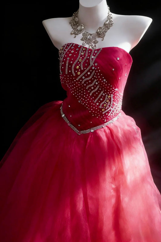 Gorgeous Ball Gown Strapsless Tulle Evening Dress Quinceanera Dress Birthday Prom Gown D5417