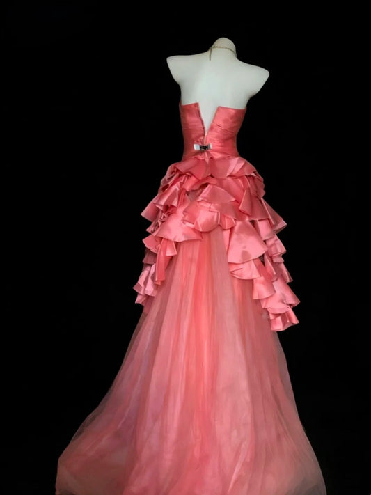 Stunning Prom Dress Strapless Pleated Tulle Gala Dress Evening Dress Formal Gown D5420