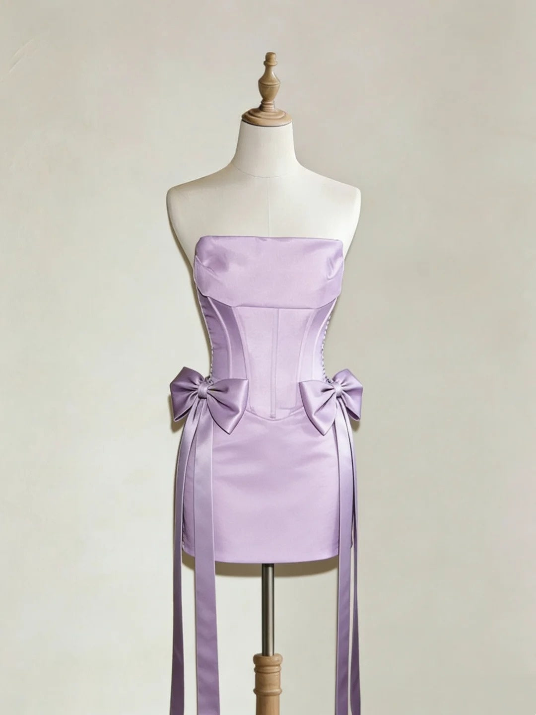 Chic Homecoming Dress Lilac Strapless Sheath Short Prom Dress Back to School Outfits Party Dress D5445