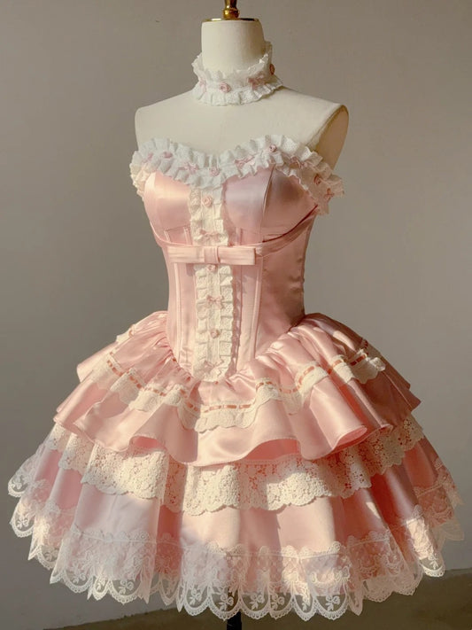 Beauty Homecoming Dress Sweetheart Lace Pleated Short Prom Dress Back to School Outfits Party Dress D5453