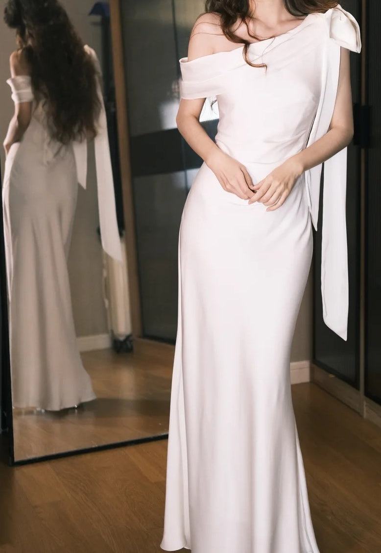 Elegant Prom Dress White One Shoulder Gala Dress Evening Dress D5495