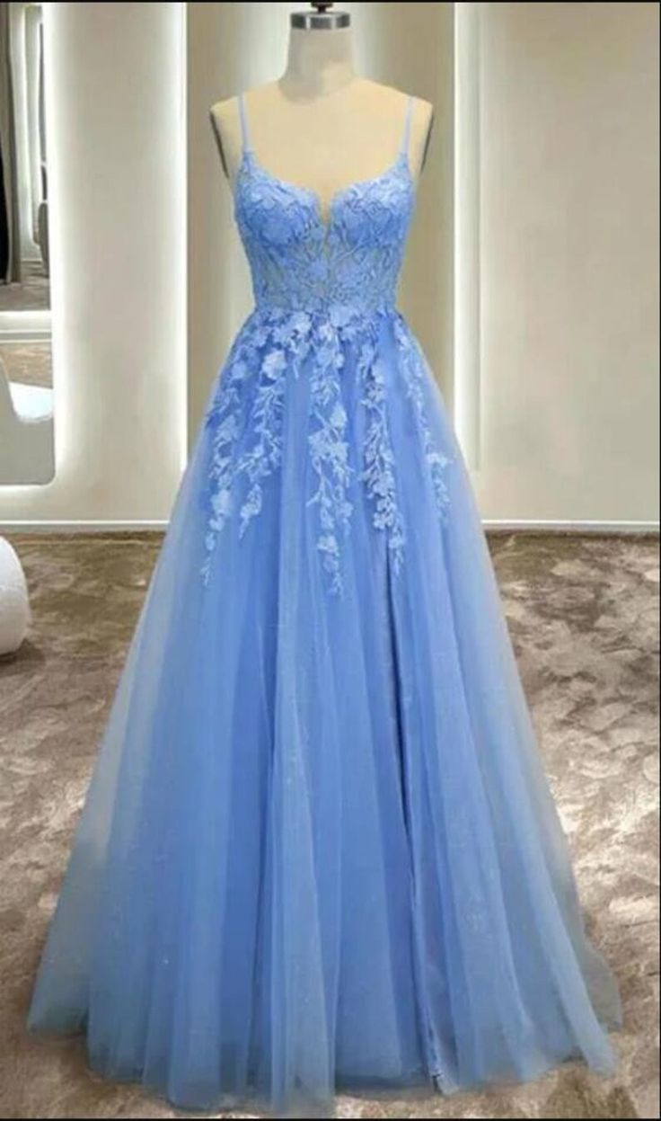 Light Blue Girls Formal Dress Prom Dress A line Long Party Dress For Girls Y6812