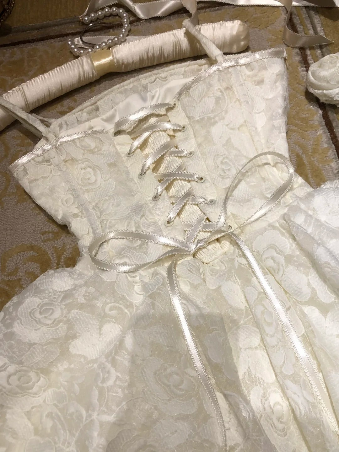 New Homecoming Dress Spaghetti Strap Flower Lace Dress Back to School Outfits Party Dress D6399