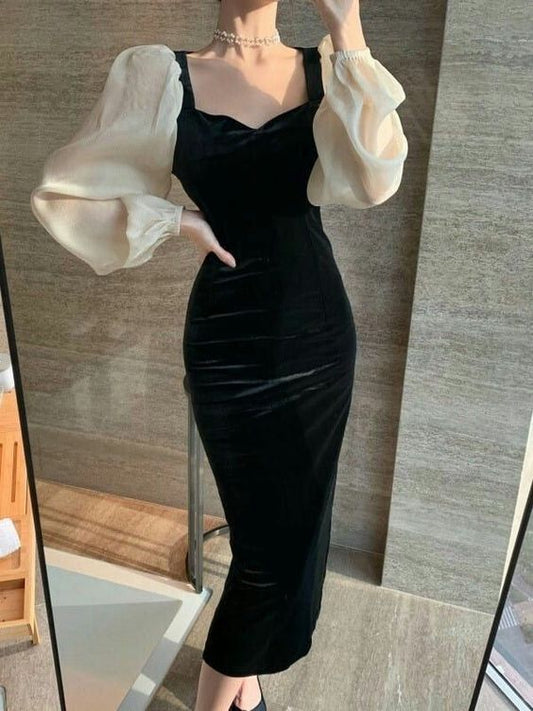 Elegant Mermaid Women One Piece Vintage Evening Party Dress fg2533