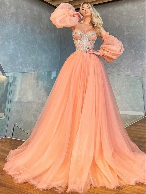 tulle long prom dress, evening dress fg2391
