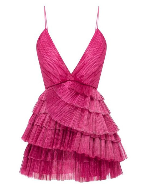 Short homecoming dress Ruffled Spaghetti-Neck Party Sexy Mini Dress fg1974