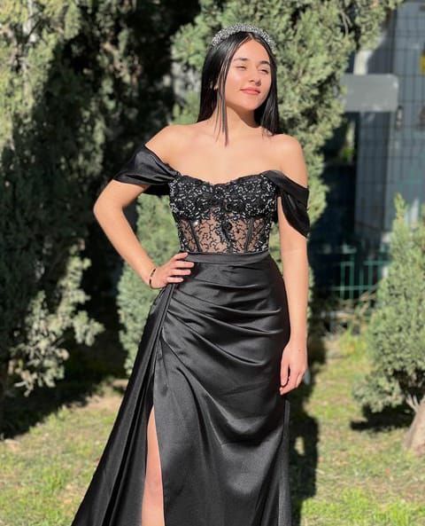 Black Off the shoulder prom dresses long evening dress fg2473